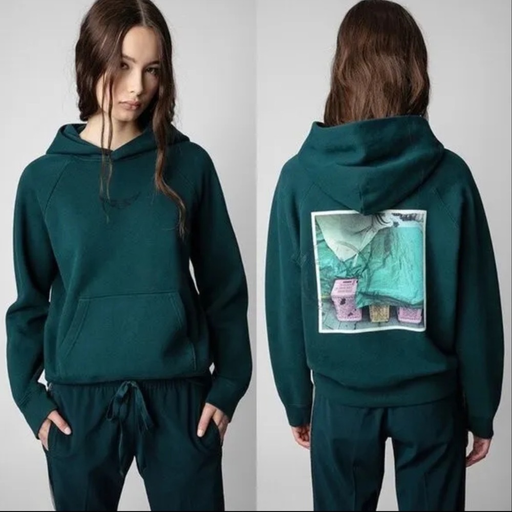 ZADIG & VOLTAIRE Green Rhinestone Hoodie
